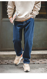 Maden Men Vintage Washed Denim Jeans Classic Casual Pants Baggy Wide Leg Trousers Brand Men's Clothing Oversize Denim Overalls